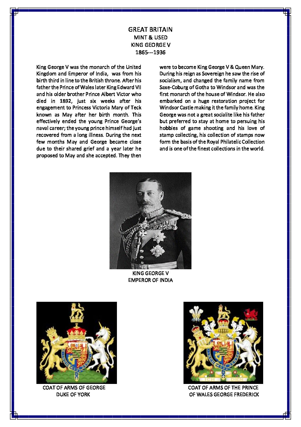 George V WM Mint and Used Pages - Image 2