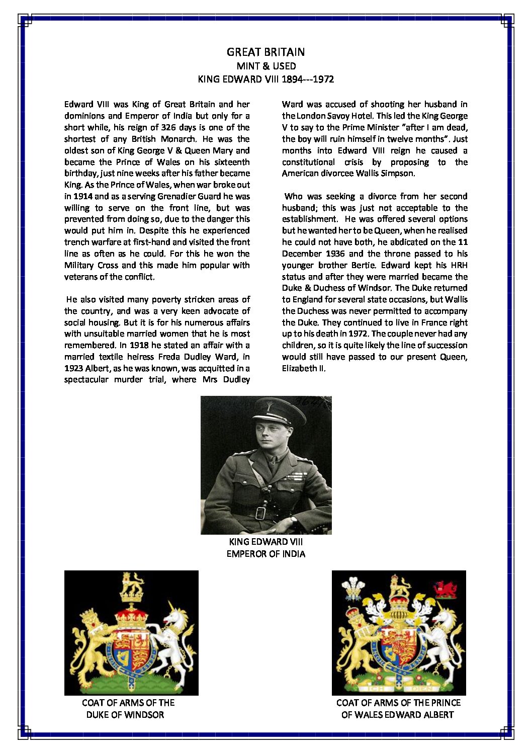 Edward VIII WM Mint and Used Pages - Image 2